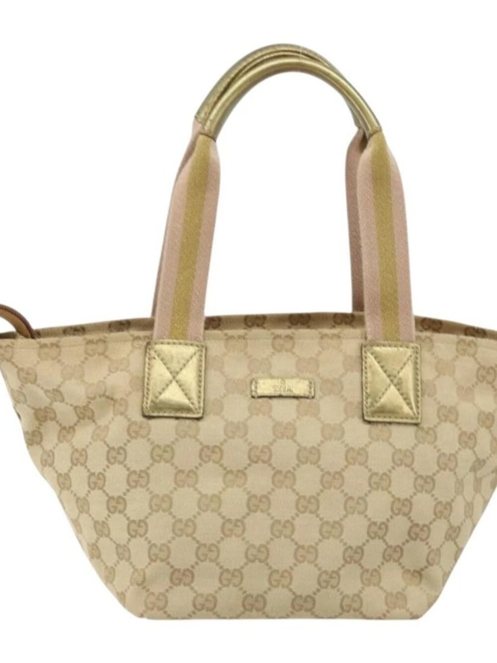 GUCCI GG Canvas Hand Bag Beige Gold 131228 Auth gh1835 - Picture 2 of 16